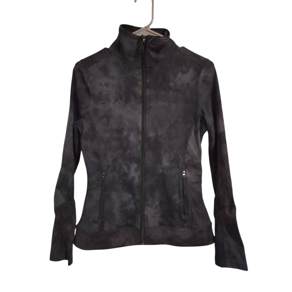 Glyder Jacket M Full Zip Athletic Mesh Back Stretch Thumb Holes Black Nylon